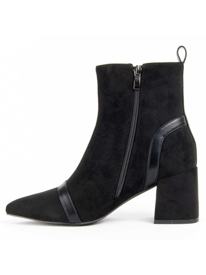 Botim Com Salto Material Sintético E Têxtil Montevita Preto - Kiabi