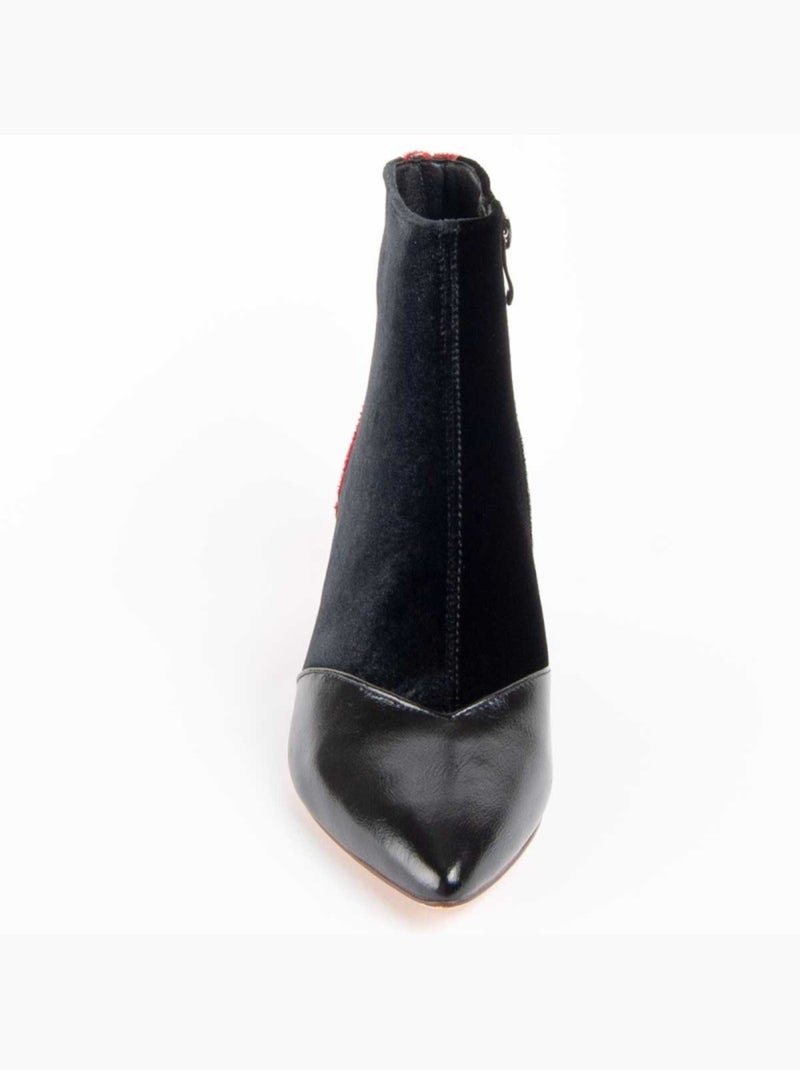 Botim Com Salto Material Sintético E Têxtil Montevita Preto - Kiabi