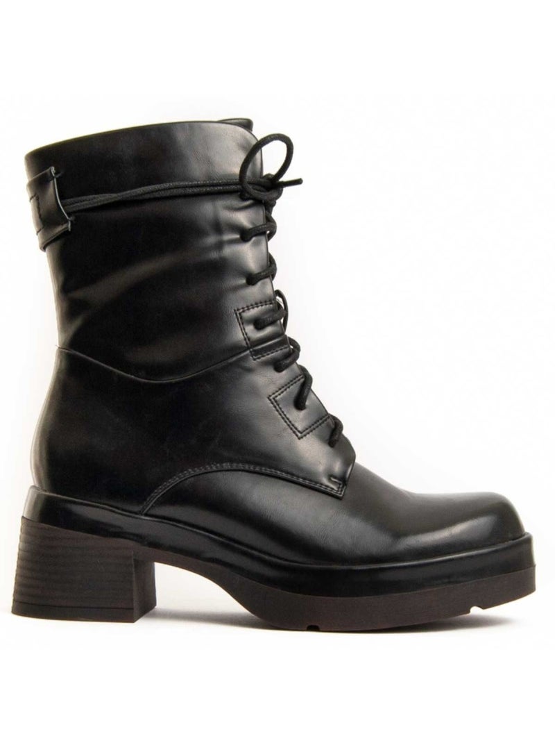 Botim Com Salto Material Sintético E Têxtil Montevita Preto - Kiabi