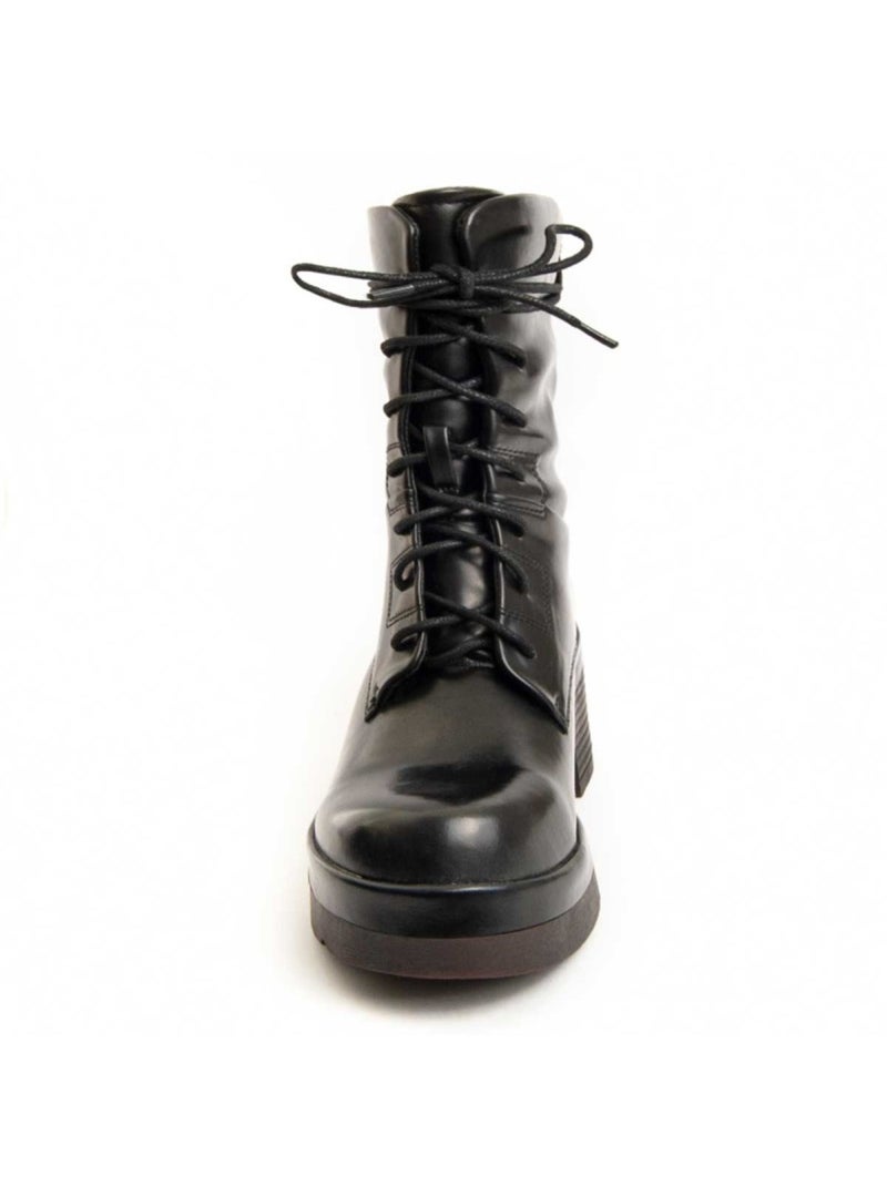 Botim Com Salto Material Sintético E Têxtil Montevita Preto - Kiabi