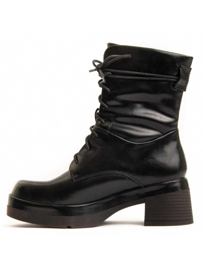 Botim Com Salto Material Sintético E Têxtil Montevita Preto - Kiabi
