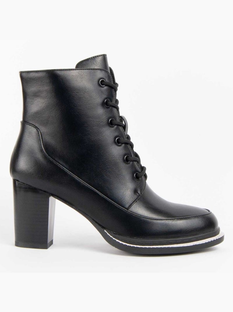 Botim Com Salto Material Sintético E Têxtil Montevita Preto - Kiabi