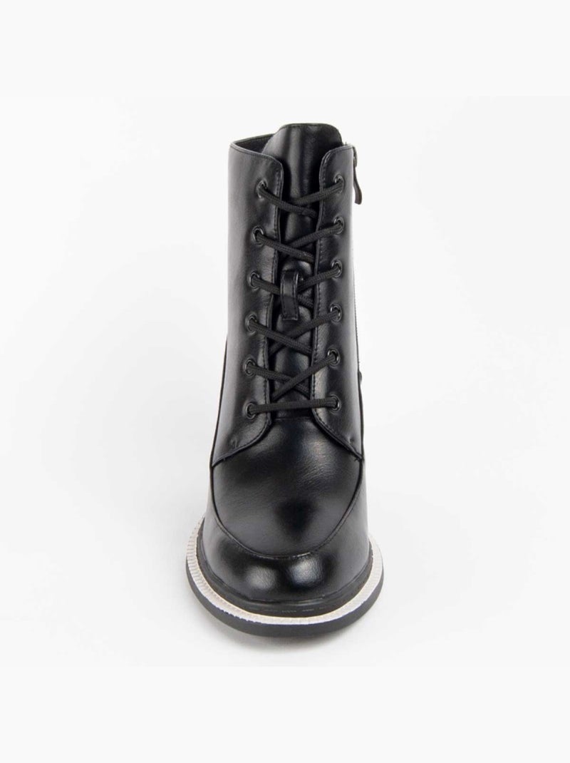 Botim Com Salto Material Sintético E Têxtil Montevita Preto - Kiabi