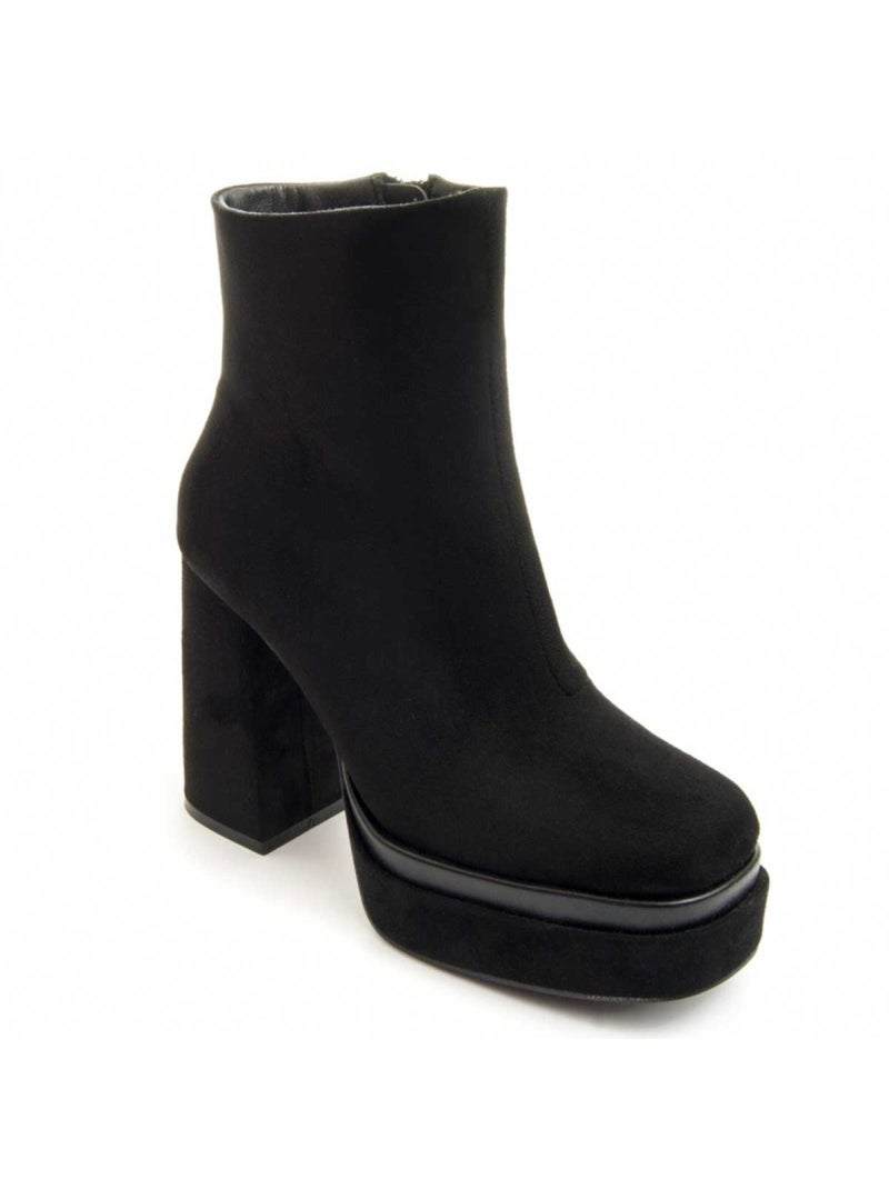 Botim Com Salto Material Sintético E Têxtil Montevita Preto - Kiabi