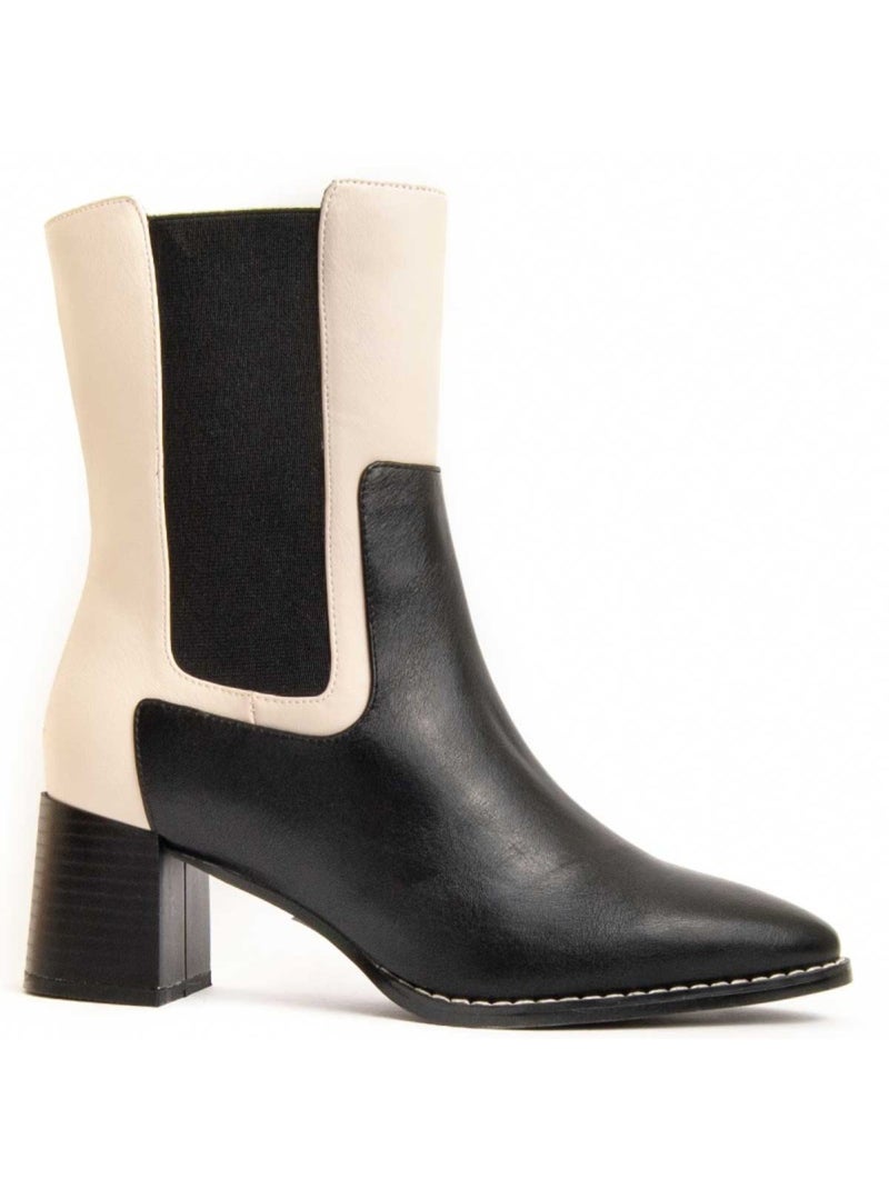 Botim Com Salto Material Sintético E Têxtil Montevita Preto - Kiabi
