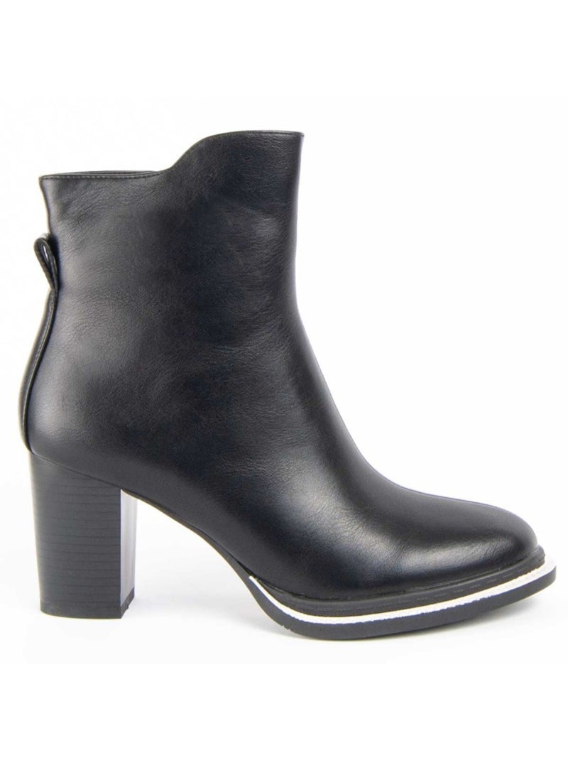 Botim Com Salto Material Sintético E Têxtil Montevita Preto - Kiabi