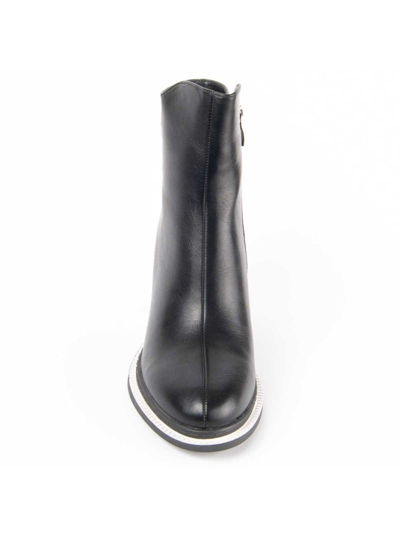 Botim Com Salto Material Sintético E Têxtil Montevita Preto - Kiabi