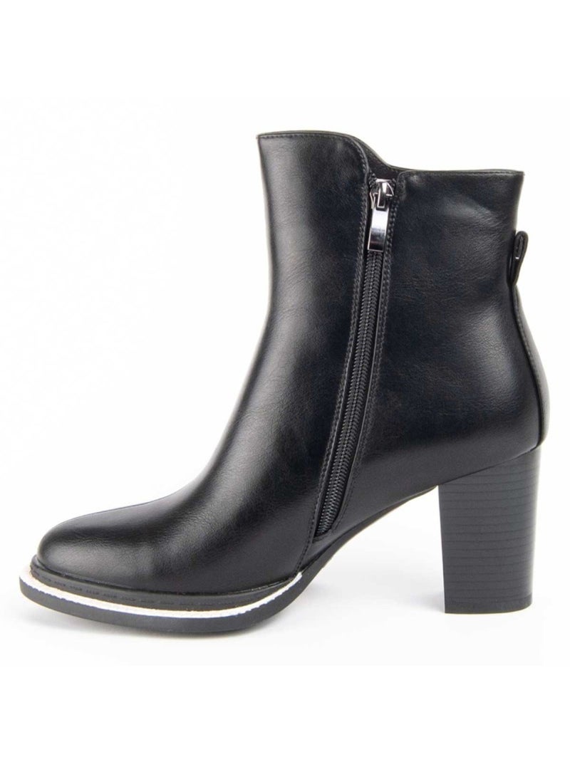 Botim Com Salto Material Sintético E Têxtil Montevita Preto - Kiabi