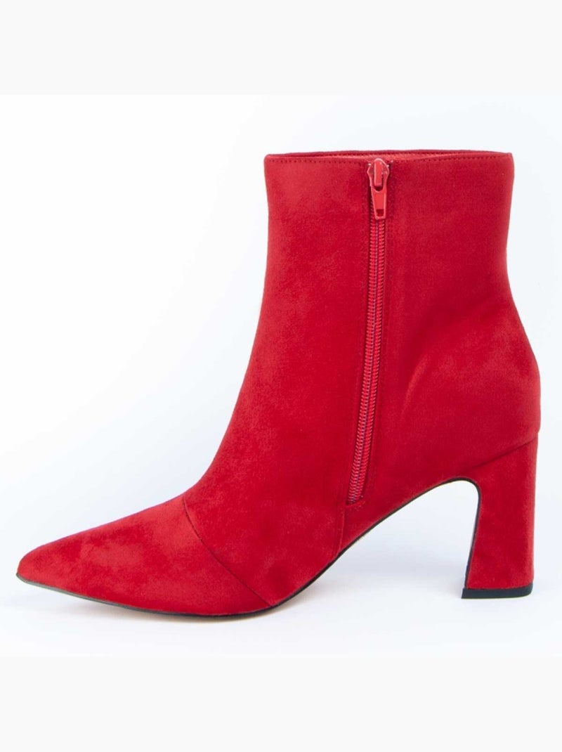 Botim Com Salto Material Sintético E Têxtil Montevita Vermelho - Kiabi