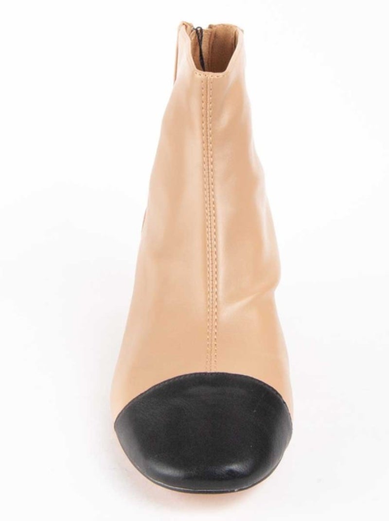 Botim Com Salto Material Sintético Montevita Bege - Kiabi