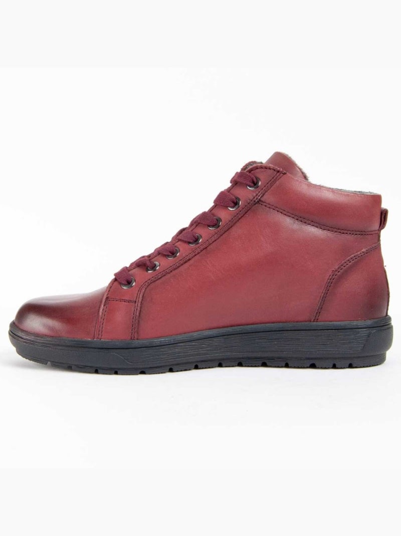 Botim Couro Natural Purapiel Vermelho - Kiabi