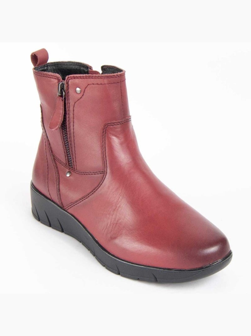 Botim Couro Natural Purapiel Vermelho - Kiabi