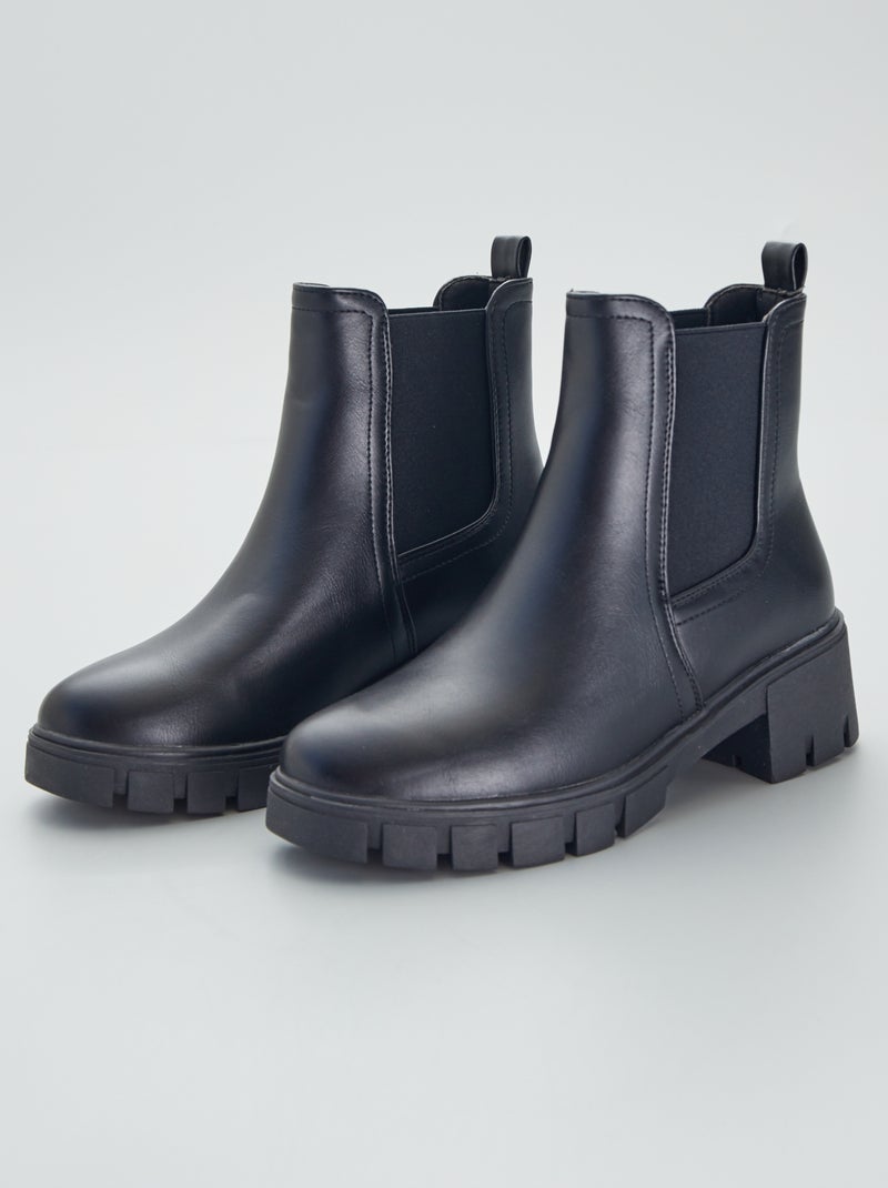 Botins 'Chelsea' com sola grossa Preto - Kiabi