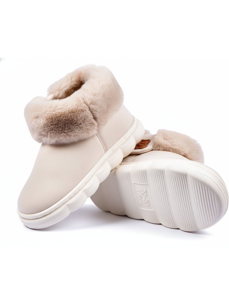 Botins Chinelos Rapariga Quentes e Leves MP9760 Bege - Kiabi