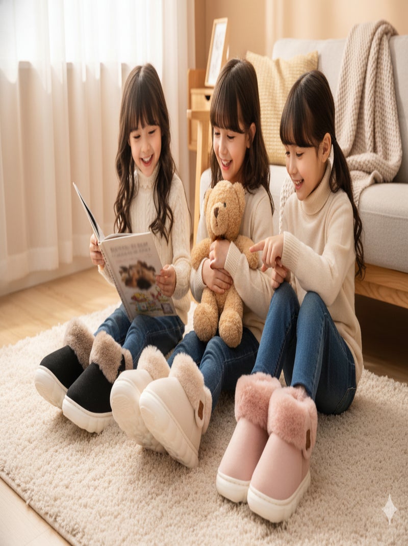Botins Chinelos Rapariga Quentes e Leves MP9760 Bege - Kiabi