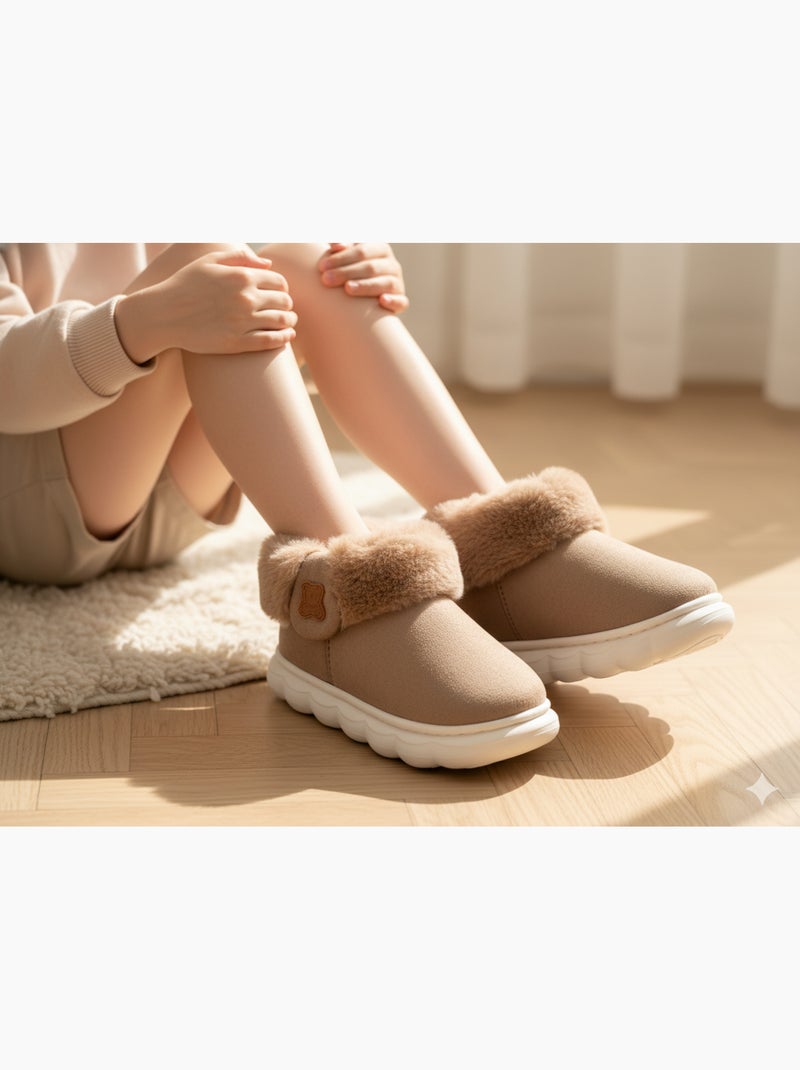 Botins Chinelos Rapariga Quentes e Leves MP9760 Castanho - Kiabi
