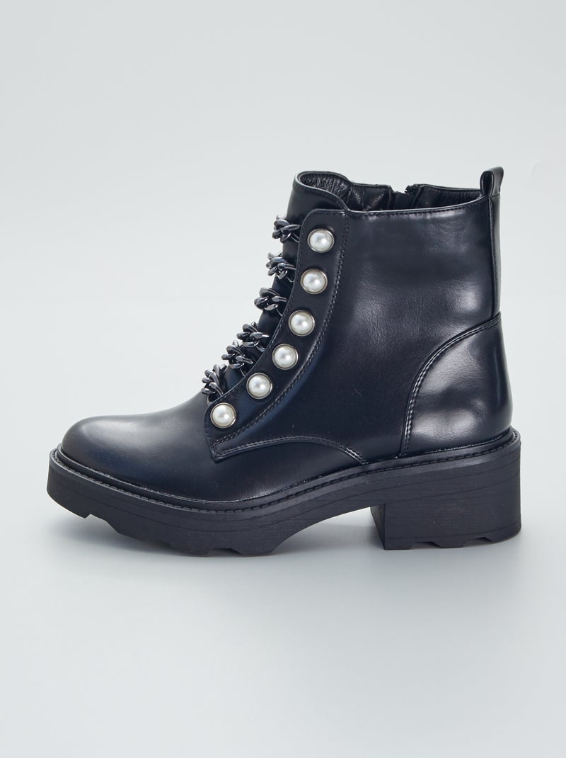 Botins com correntes e pérolas Preto - Kiabi