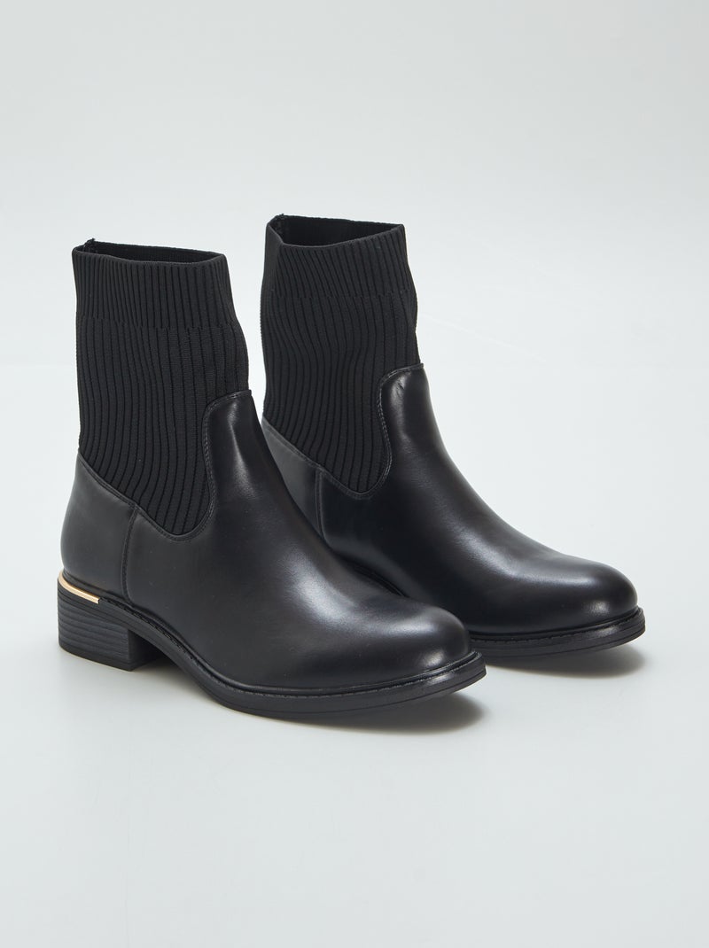 Botins com meias para enfiar PRETO - Kiabi