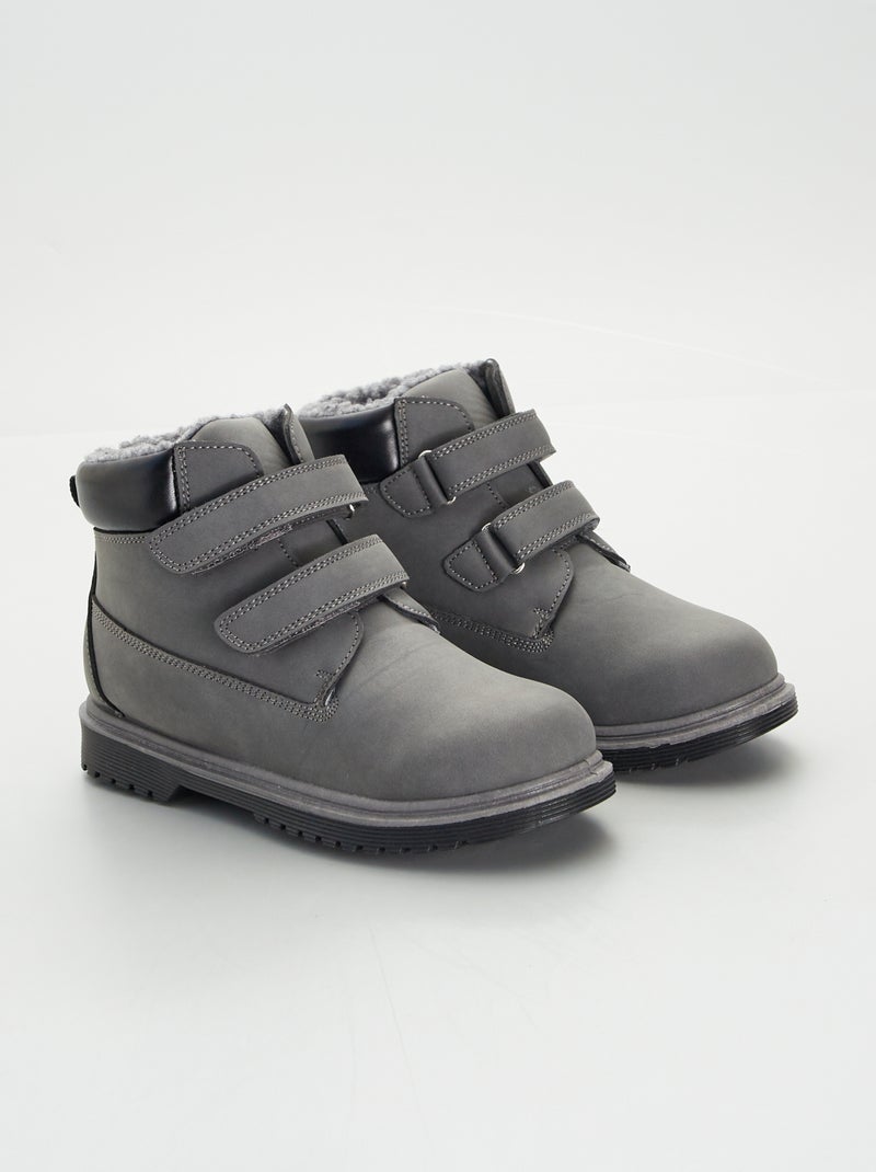 Botins com o interior forrado a efeito lã de carneiro CINZA - Kiabi