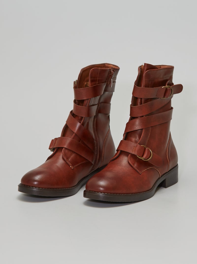 Botins com tiras Camel - Kiabi