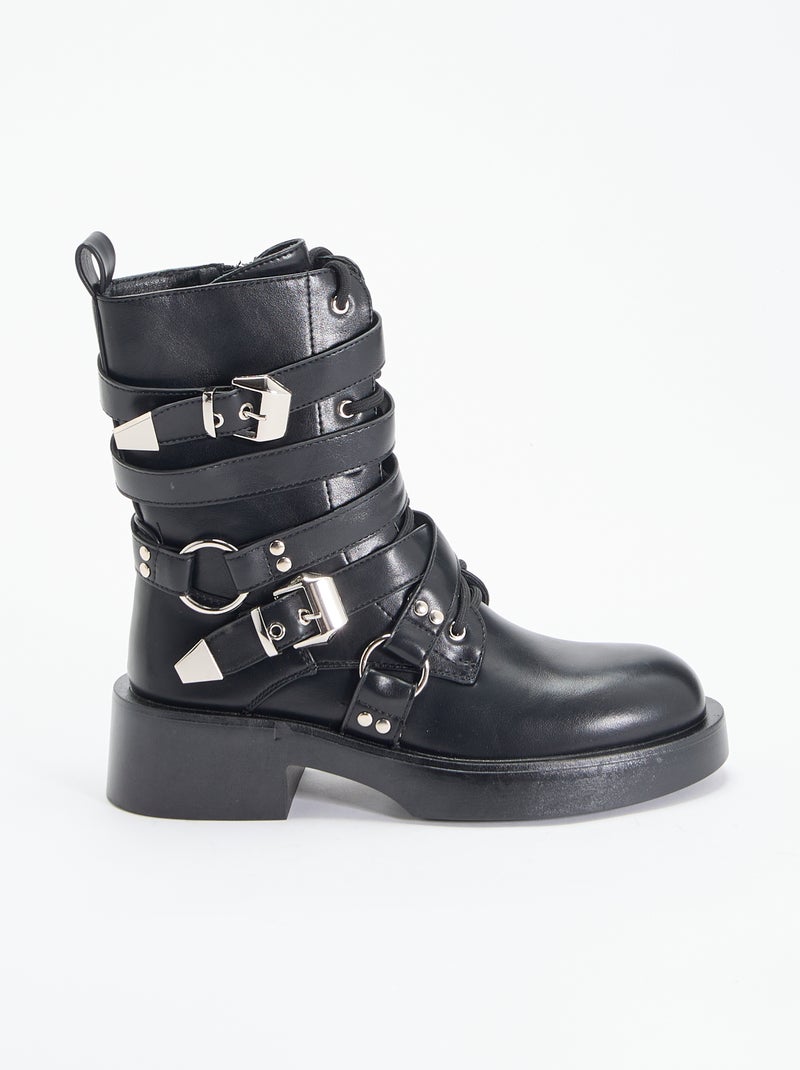 Botins com tiras Preto - Kiabi