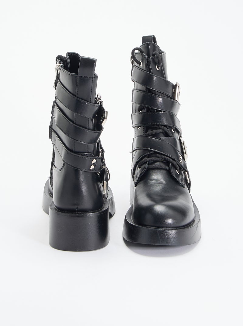 Botins com tiras Preto - Kiabi