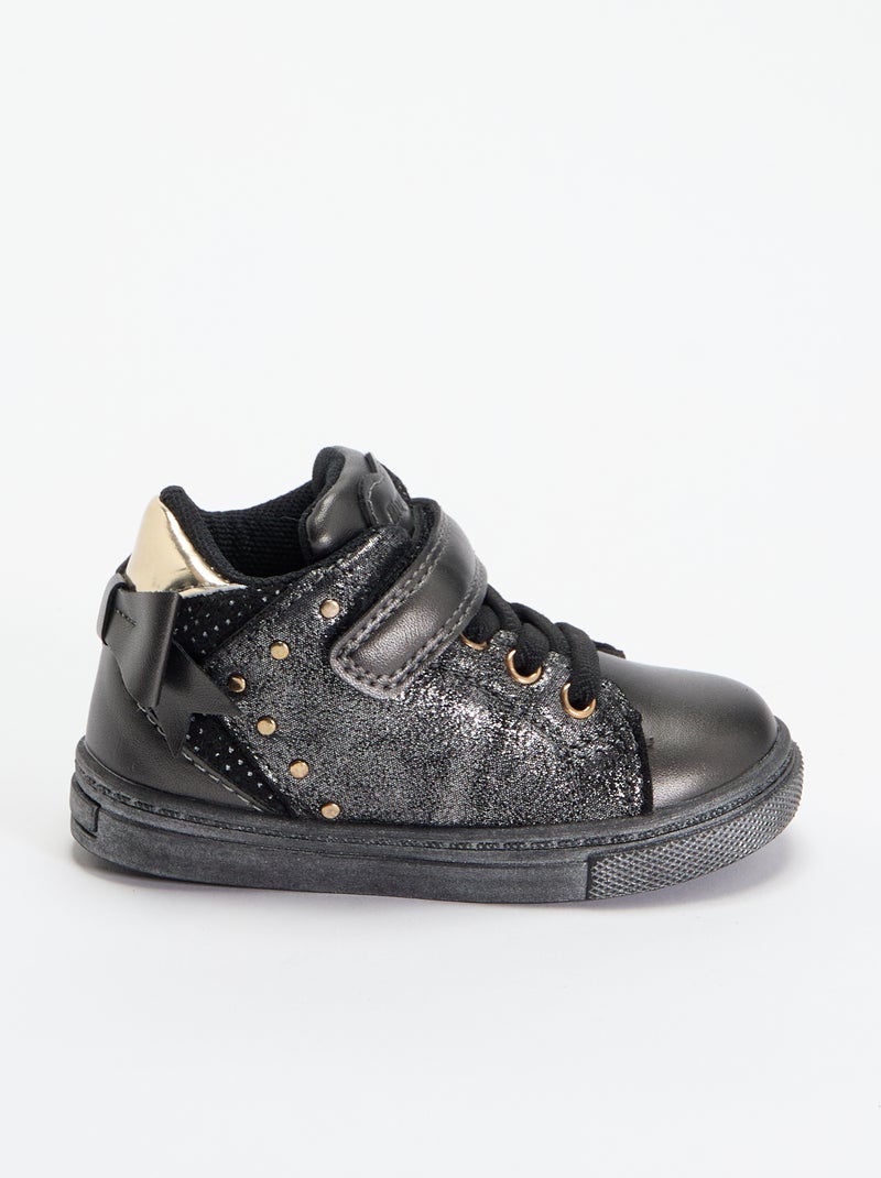 Botins com velcro e atacadores Preto - Kiabi