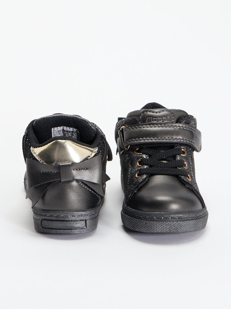 Botins com velcro e atacadores Preto - Kiabi