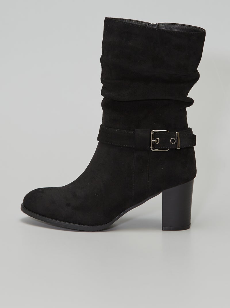 Botins de camurça sintética Preto - Kiabi