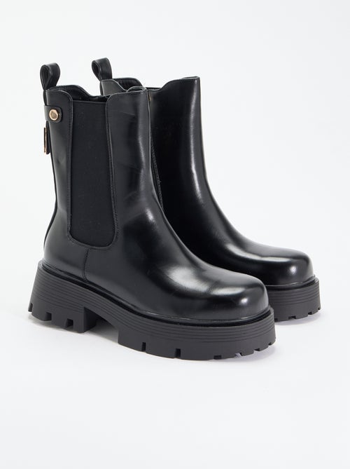Botins de cano médio em imitação de pele - Kiabi