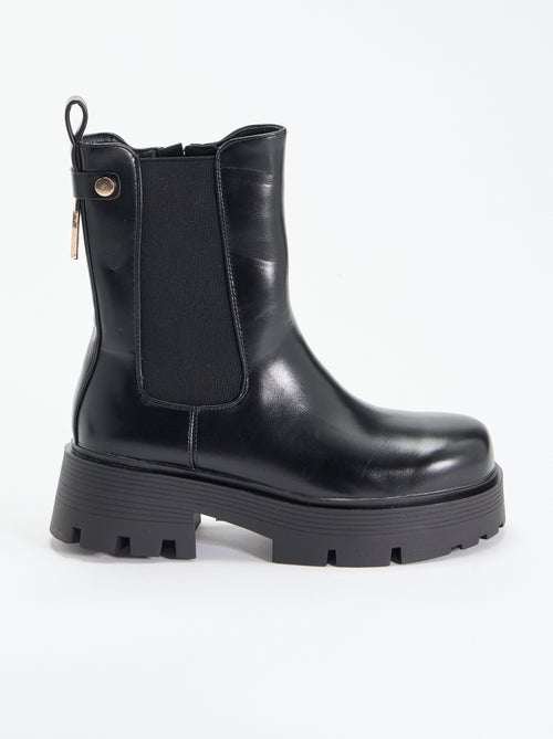 Botins de cano médio em imitação de pele - Kiabi