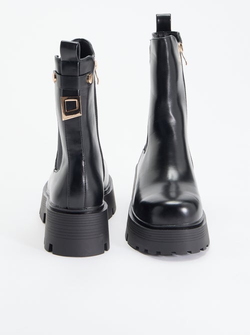 Botins de cano médio em imitação de pele - Kiabi