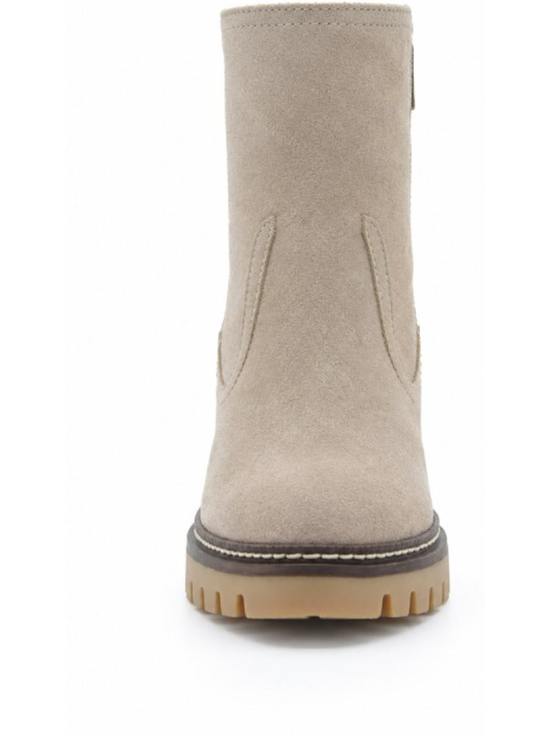 Botins de salto couro natural purapiel Bege - Kiabi