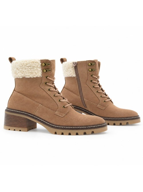 Botins de salto couro natural purapiel - Kiabi Botins de salto couro natural purapiel - Kiabi