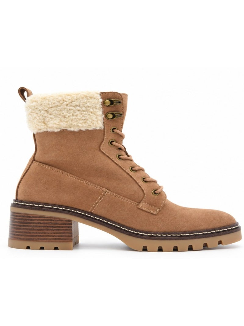 Botins de salto couro natural purapiel Bege - Kiabi