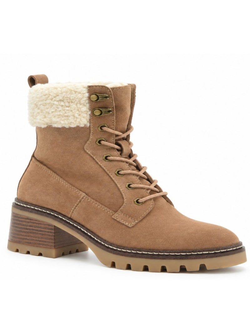 Botins de salto couro natural purapiel Bege - Kiabi