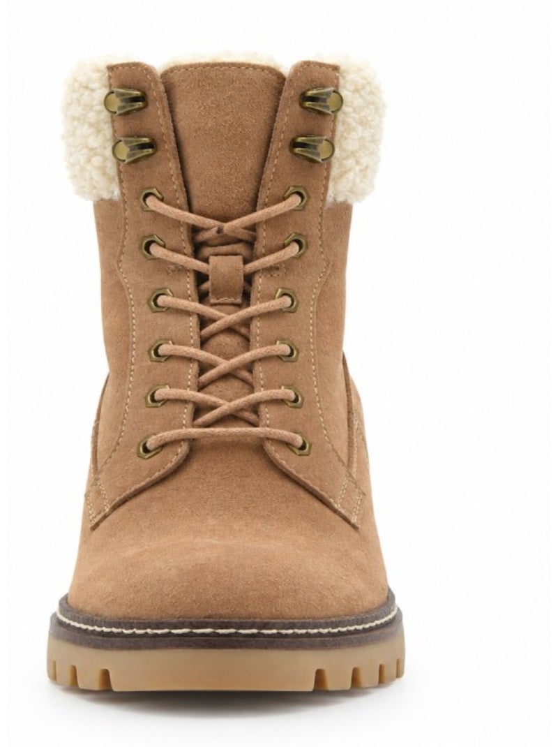 Botins de salto couro natural purapiel Bege - Kiabi
