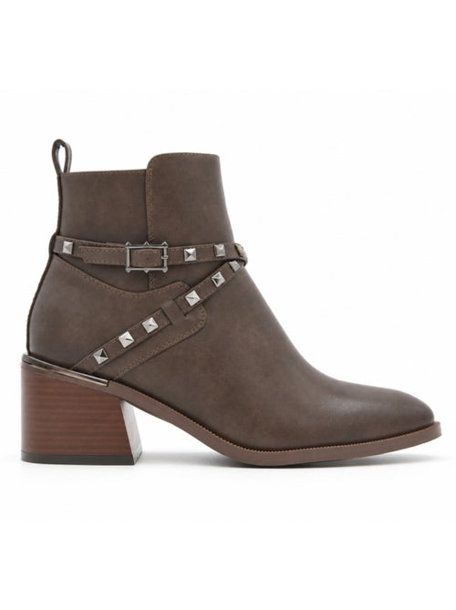 Botins de salto couro natural purapiel - Kiabi Botins de salto couro natural purapiel - Kiabi