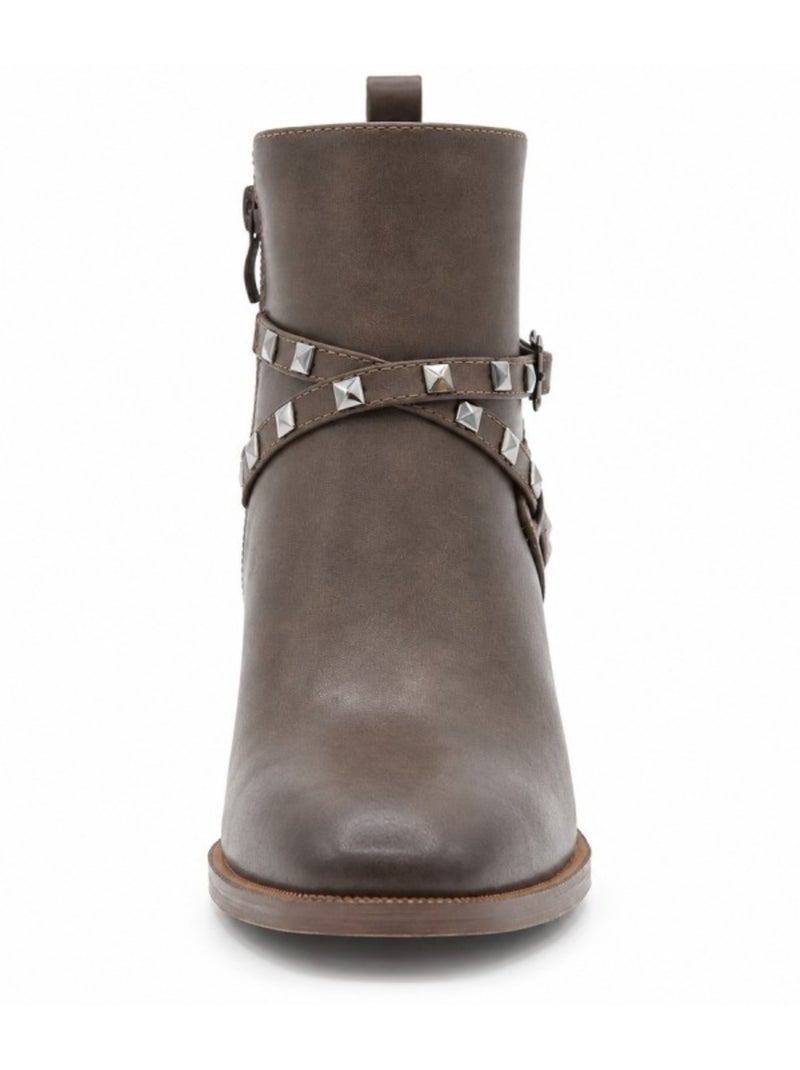 Botins de salto couro natural purapiel Castanho - Kiabi