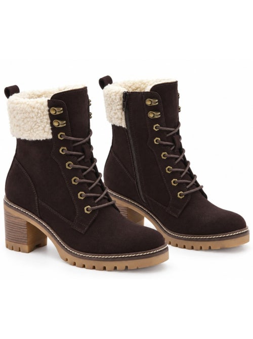 Botins de salto couro natural purapiel - Kiabi Botins de salto couro natural purapiel - Kiabi