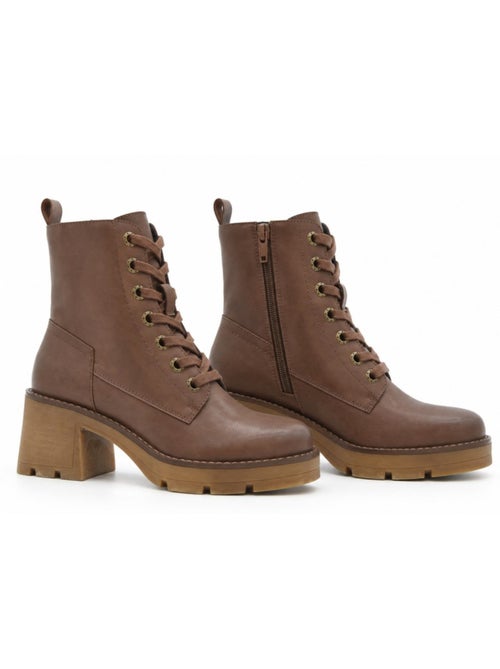 Botins de salto couro natural purapiel - Kiabi Botins de salto couro natural purapiel - Kiabi