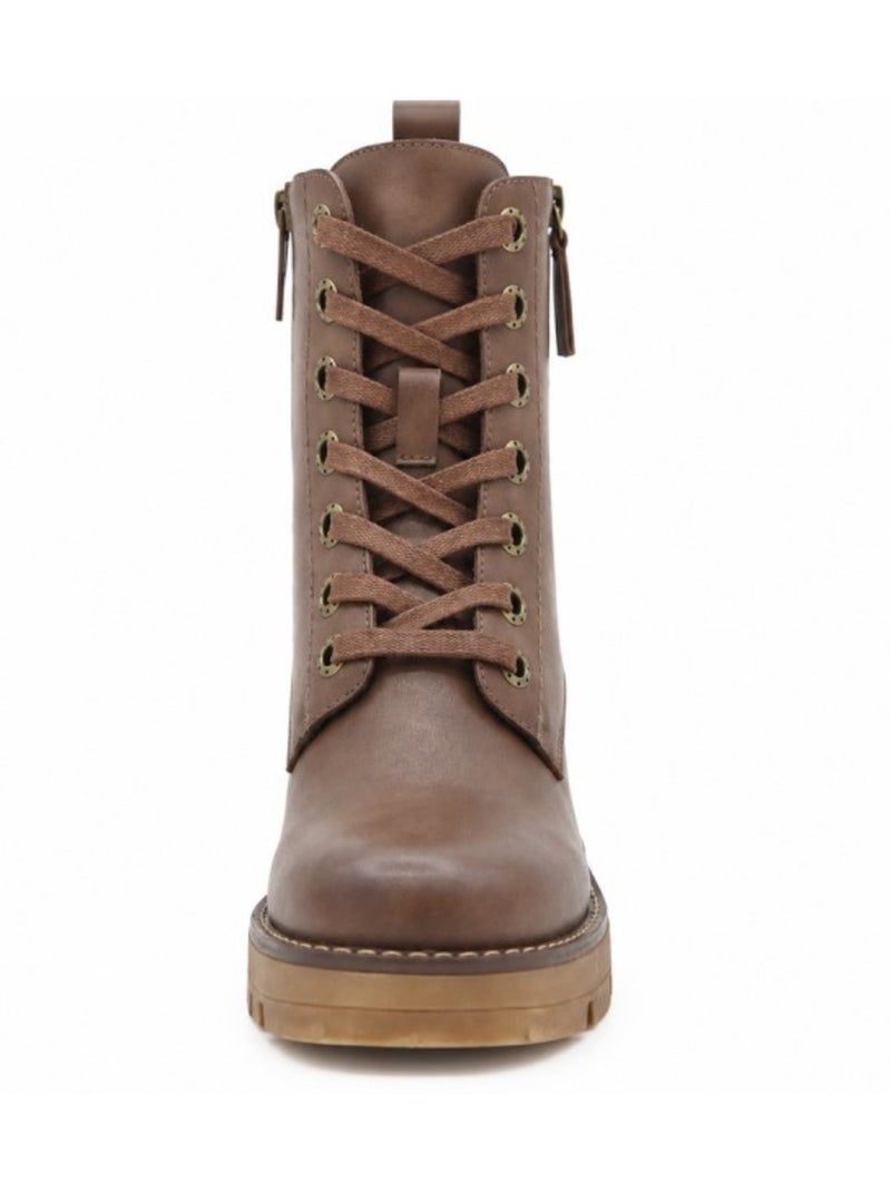Botins de salto couro natural purapiel Castanho - Kiabi