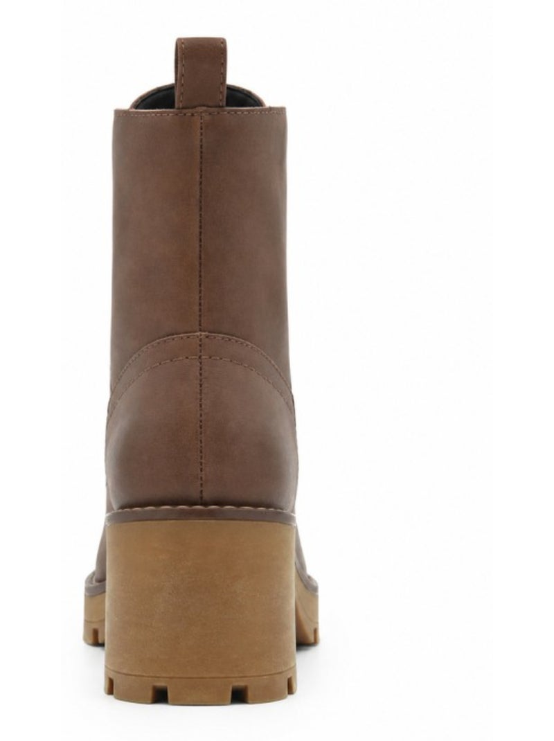 Botins de salto couro natural purapiel Castanho - Kiabi