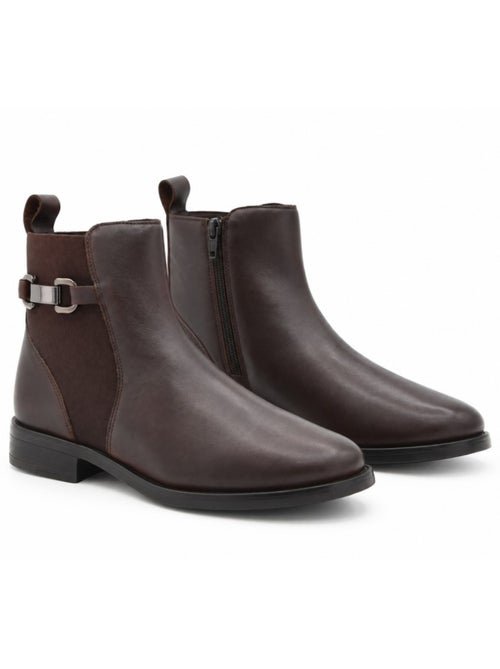 Botins de salto couro natural purapiel - Kiabi Botins de salto couro natural purapiel - Kiabi