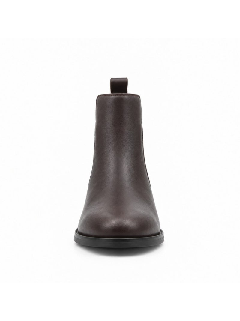 Botins de salto couro natural purapiel Castanho - Kiabi