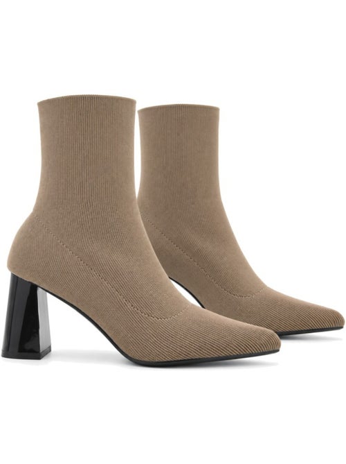 Botins de salto couro natural purapiel - Kiabi