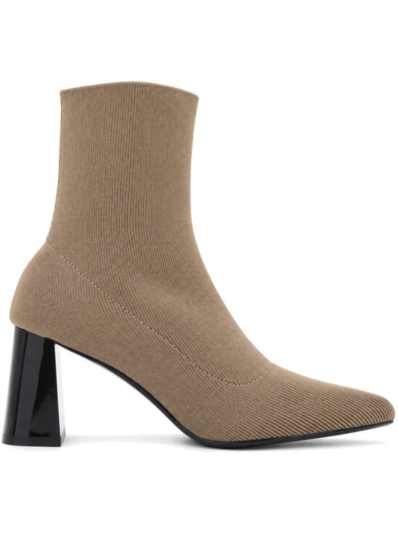 Botins de salto couro natural purapiel Castanho - Kiabi