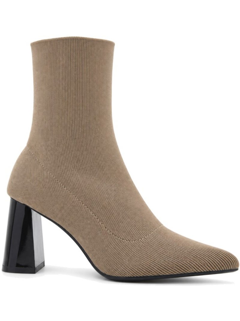 Botins de salto couro natural purapiel Castanho - Kiabi