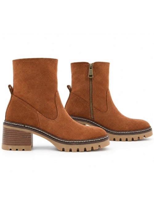 Botins de salto couro natural purapiel - Kiabi Botins de salto couro natural purapiel - Kiabi