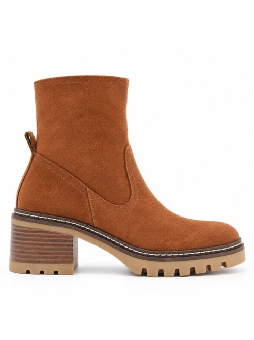 Botins de salto couro natural purapiel - Kiabi Botins de salto couro natural purapiel - Kiabi